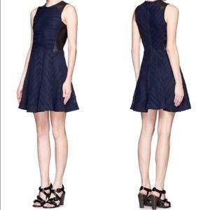 RAG & BONE Basha Black Leather Trim & Blue Dress Indigo Size 6